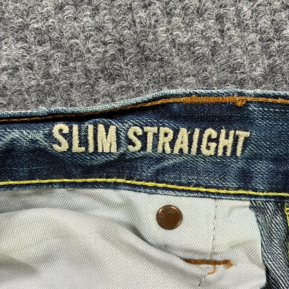 American Eagle Mens Slim Straight Jeans Size 34x34 Blue Denim Cotton Low Rise - Picture 5 of 11